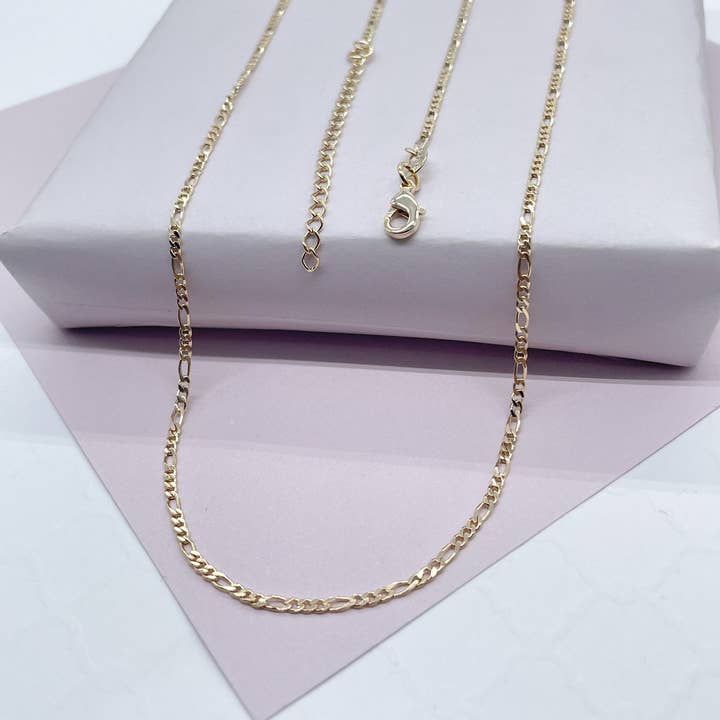 Milie – Engroshandel Led/kæde halskæde – 18k GF 2mm Figaro 3X1 Kædehalskæde3