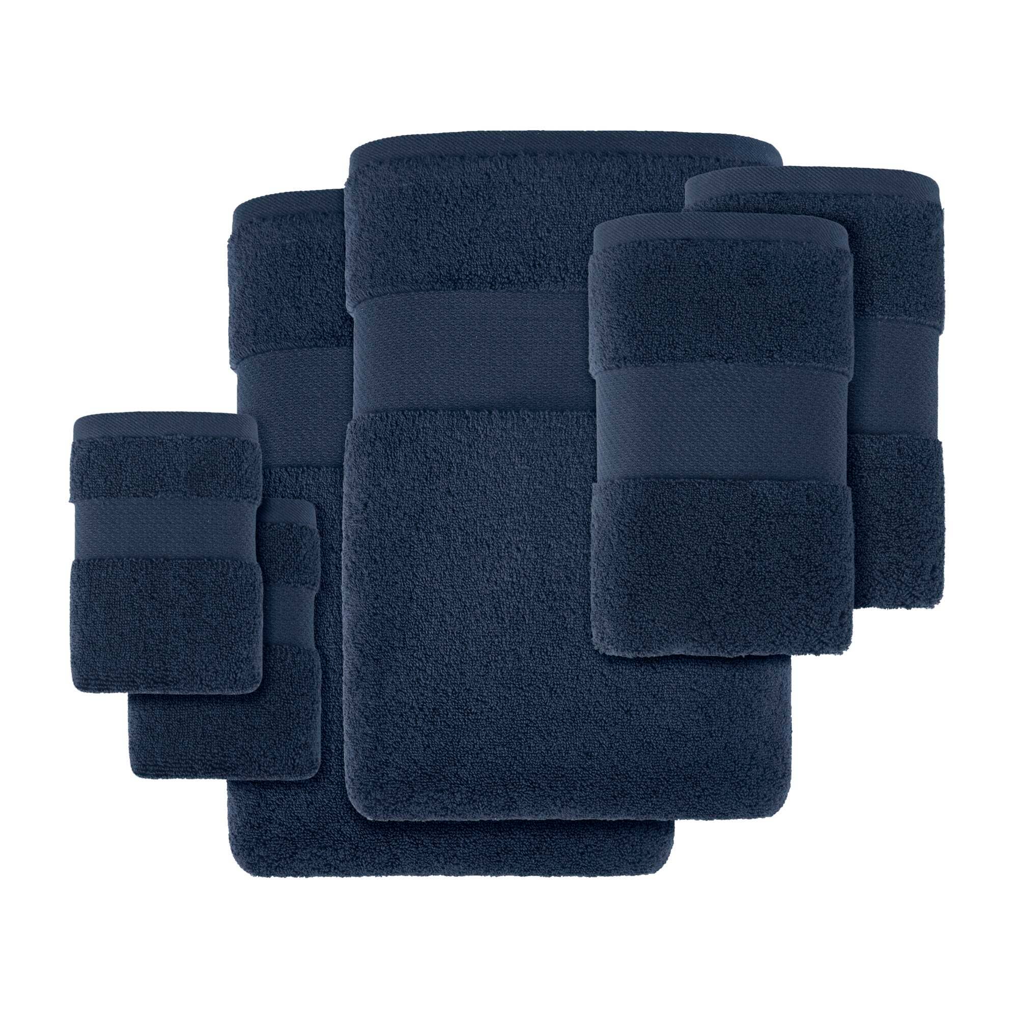 Olliix - Vente Ensembles de serviettes - Ensemble de serviettes de salle de bain 6 pièces en coton turc, bleu marine1