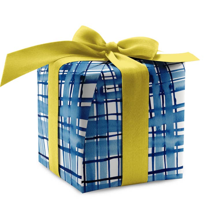 Blue Plaid Gift Wrap for wholesale by Good Sheila