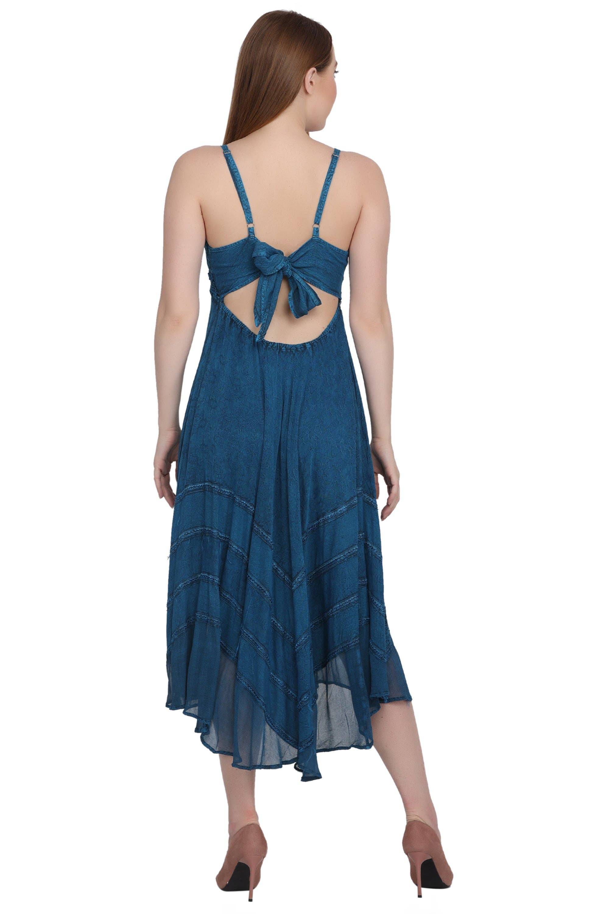 Advance Apparels - Wholesale Dress - Women's - Back Tie Acid Wash Dress (S/M-1X/2X) 4 Colors ADL-3033331