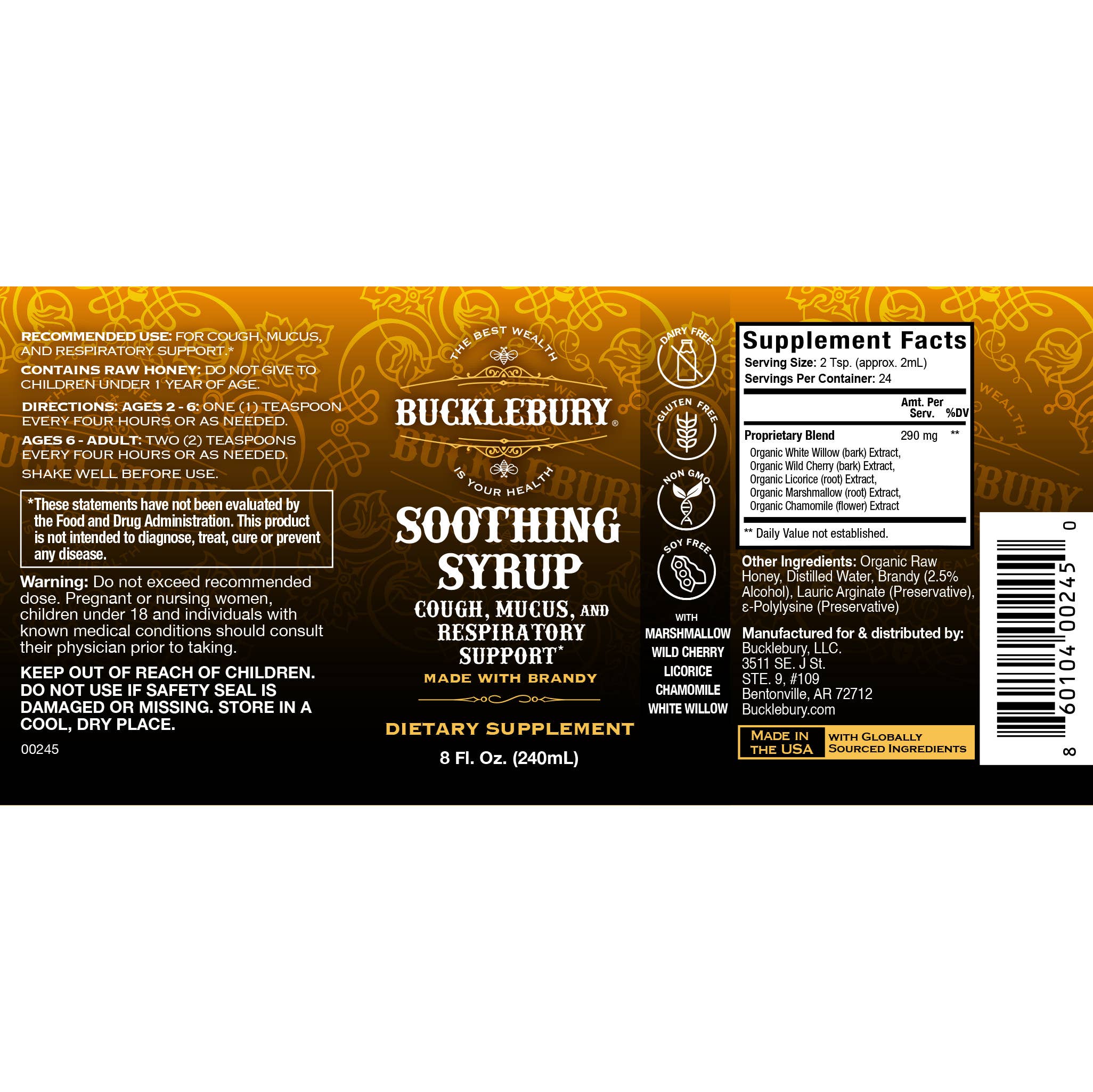 Bucklebury - Wholesale Oral Supplement/Vitamin - Bucklebury Herbal Soothing Syrup3