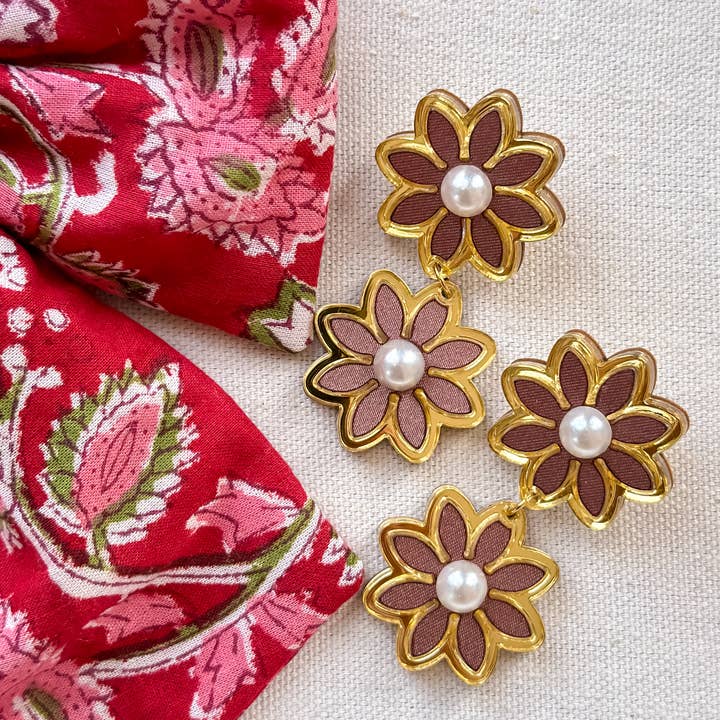 Fall Double Daisy Earrings for wholesale by BOHEMIAN GEMME