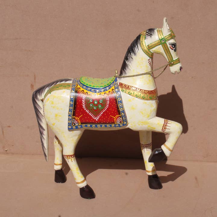 Hand-Painted Wooden Horse Figurine – Traditional Decorative for wholesale by VIRATRA ART DECOR