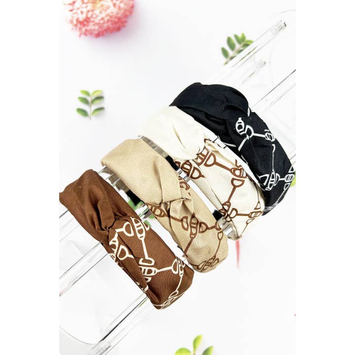 NEUTRAL COLOR PRINTED TWIST KNOT HEAD BAND for wholesale by JHP Collection