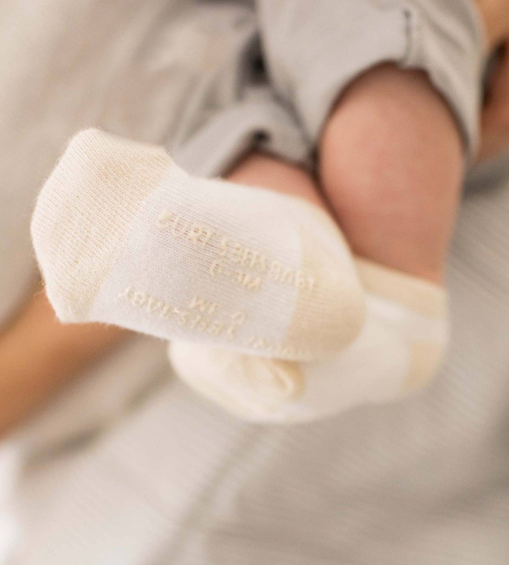 Solid & Stripes Organic Cotton Baby Ankle Socks 6 Pack - Oat for wholesale on Faire1