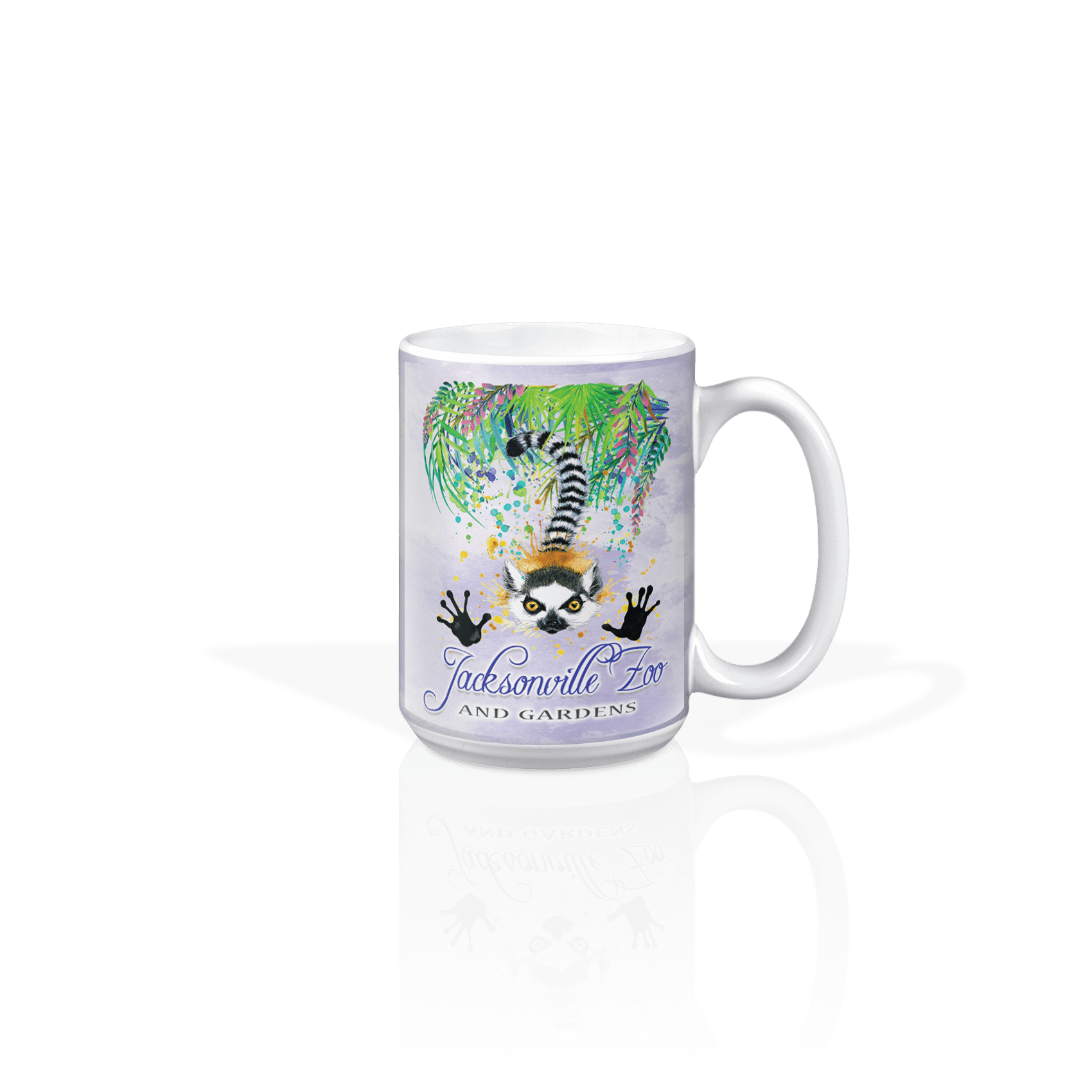 Matrix - Vente Tasse à café - Tasse en céramique personnalisable de 15 oz emballée : WC Lemur w Palms TD0