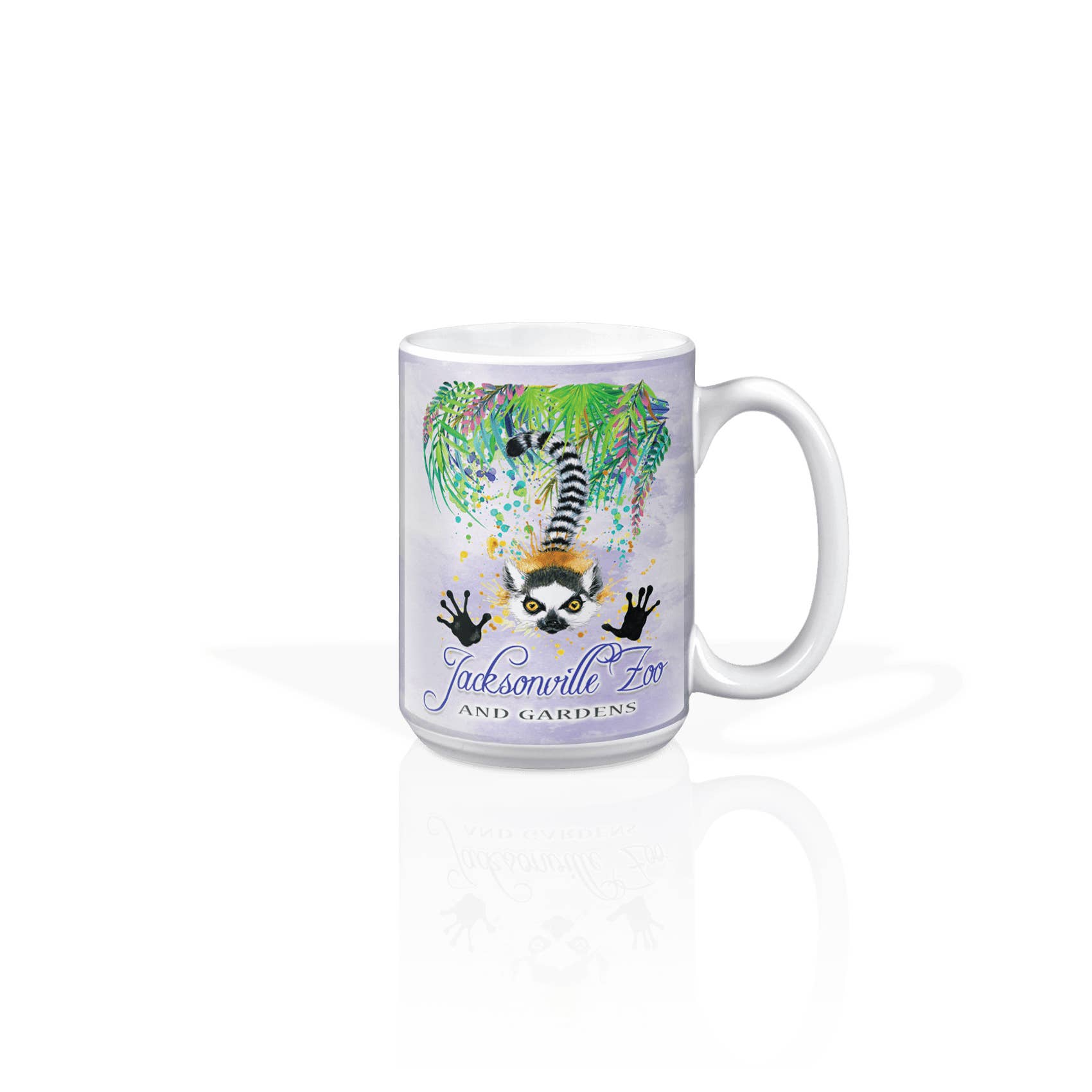 Matrix - Vente Tasse à café - Tasse en céramique personnalisable de 15 oz emballée : WC Lemur w Palms TD