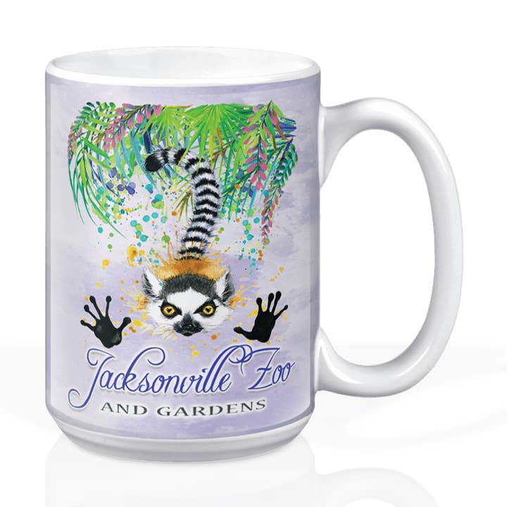 Matrix - Vente Tasse à café - Tasse en céramique personnalisable de 15 oz emballée : WC Lemur w Palms TD0