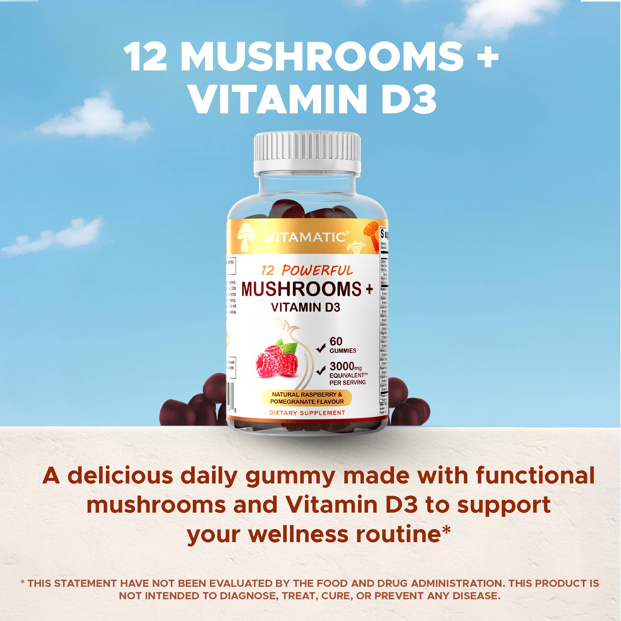 Vitamatic - Wholesale Oral Supplement/Vitamin - Vitamatic | Mushroom Complex with D3 | 60 Gummies6