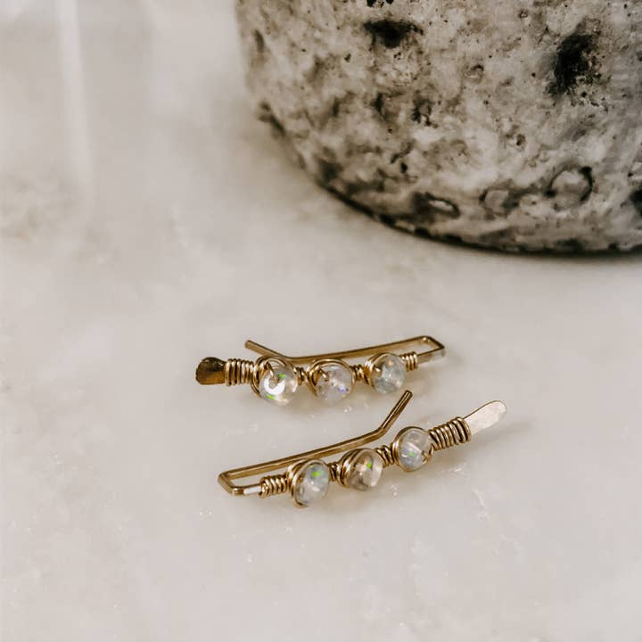 Derive Jewelry - Vendita all'ingrosso Orecchini ear jacket/climber - Orecchini a salire con opali avvolti in filo fatti a mano5