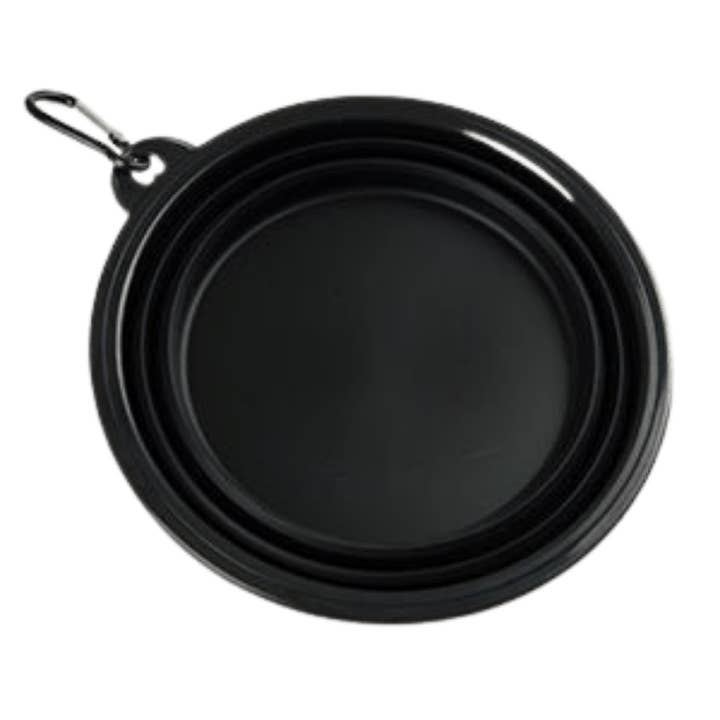 Collapsible Dog Water Bowl - Black for wholesale by Bailey and Coco