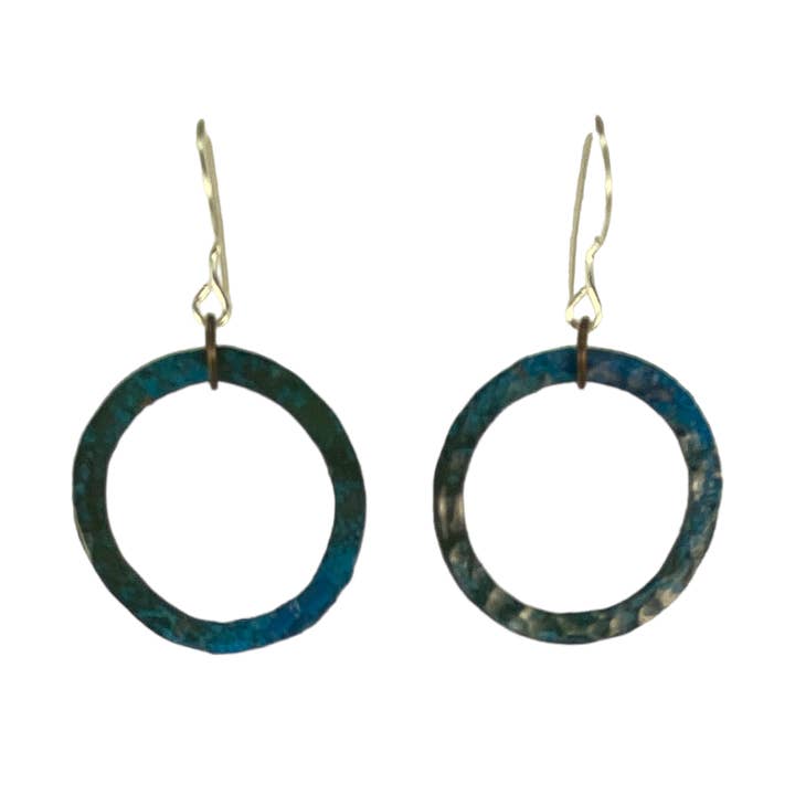 Créoles bleues martelées de 1 po pour la vente par David Stepan