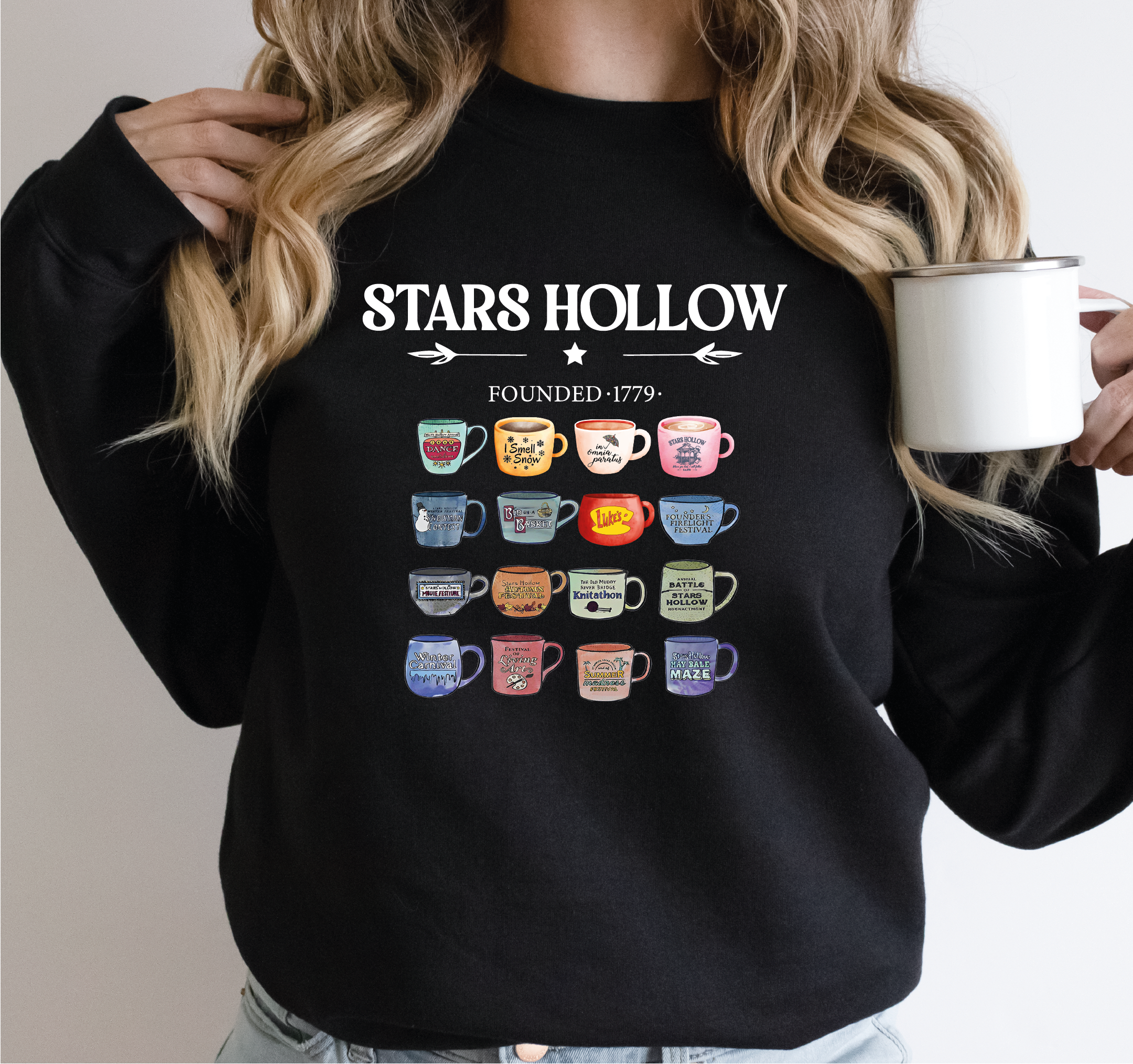 MAYA TX - Wholesale Graphic Sweatshirt - Women's - Stars Hollow Mugs Sweatshirt and Hoodie, X2193