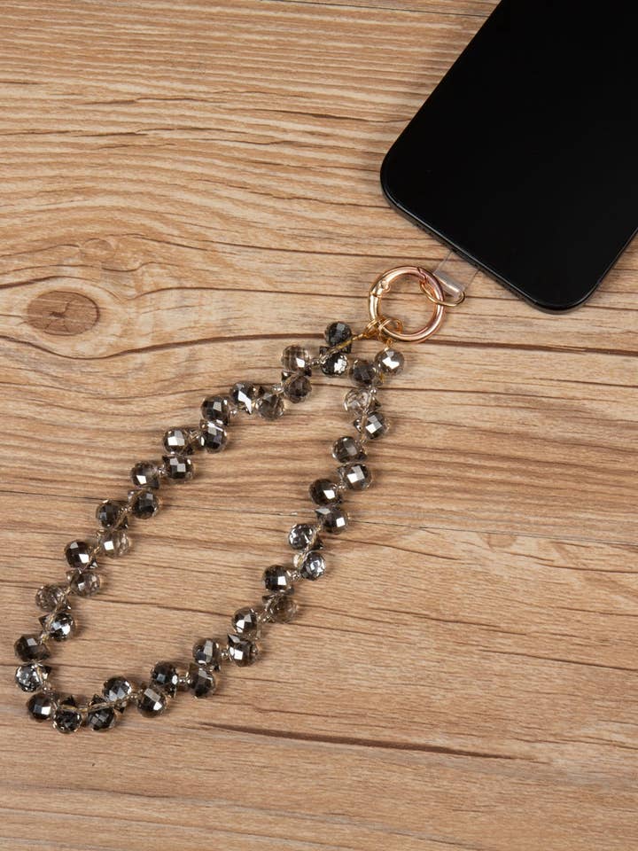 Crystal Phone Wristlet Lanyard K1339-Gray for wholesale by Ole
