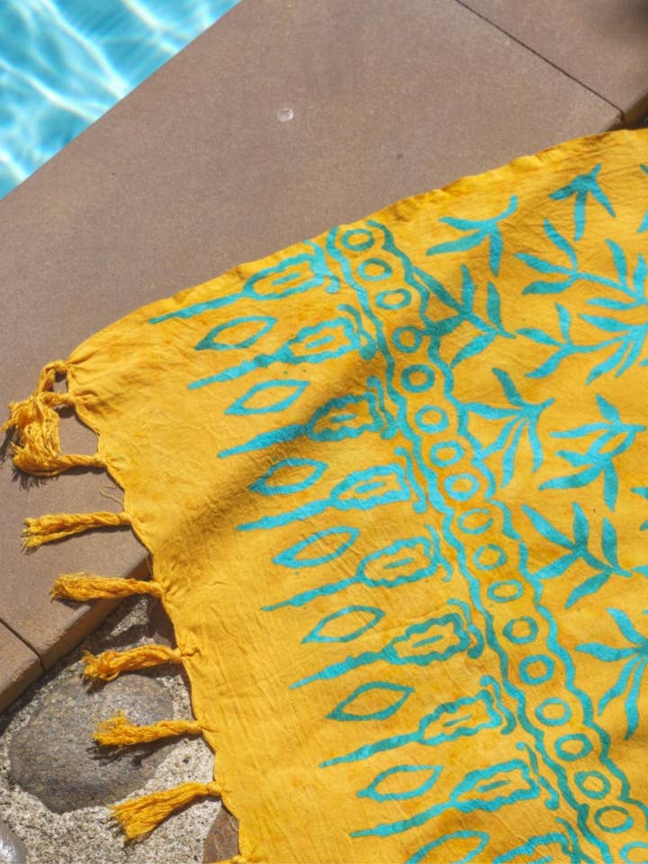 YUMI & KORA - Wholesale Swim Cover Up - Women's - Yellow Batik Sarong - LANTA REEF
