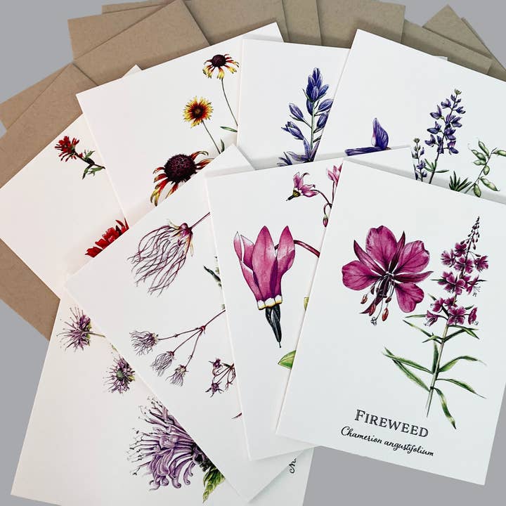 Madrona Press - Wholesale Everyday Greeting Card - Wildflower Card Set - 8 assorted flowers3