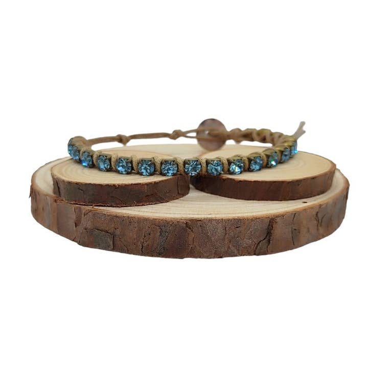 Pulseiras de corrente de cristal médias - Aquamarine por atacado de QUÉ MÁS JEWELS