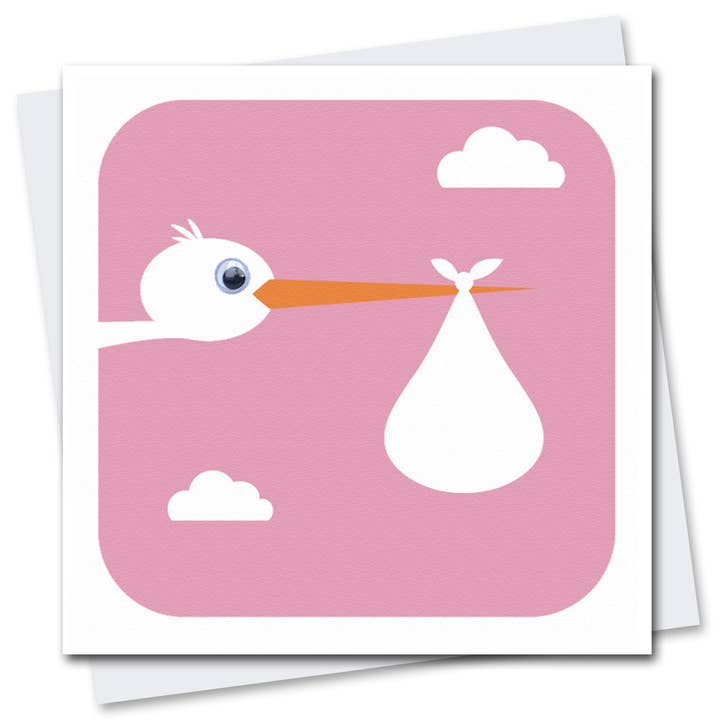 Stacey Stork Greetings Card for wholesale by Stripey Cats Cards