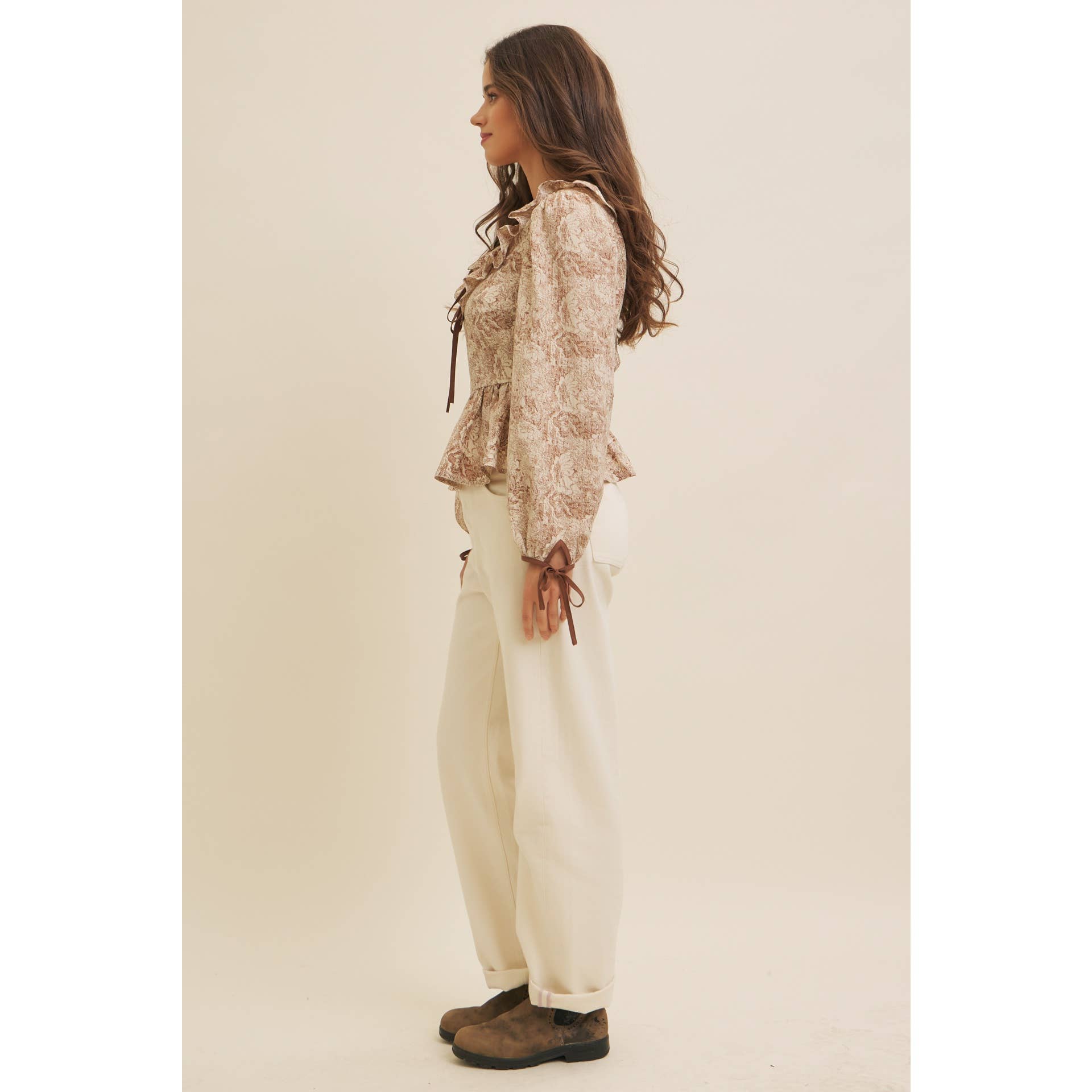 in february - Wholesale Blouse - Women's - TOILE PRINTED BABYDOLL BLOUSE WITH BALLOON SLEEVES24