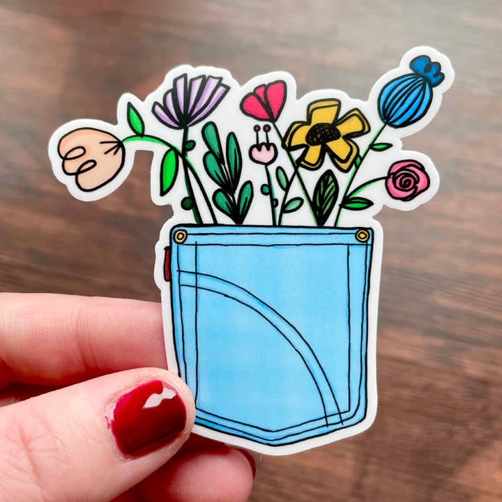 Adesivo illustrato tascabile con fiore Jean per la vendita all'ingrosso da parte di The Creative Ink
