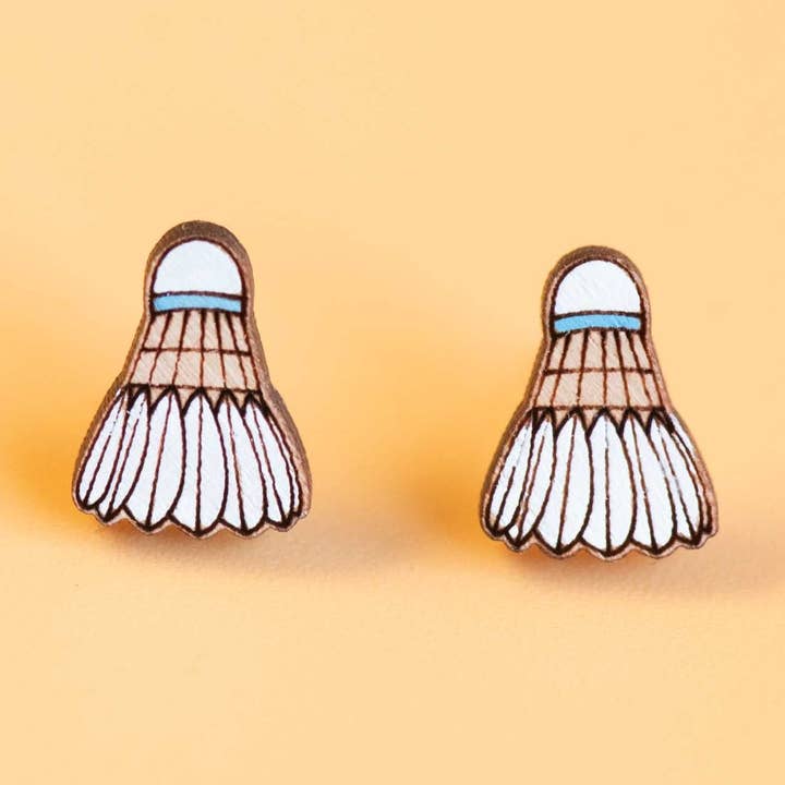 Boucles d'oreilles navettes de badminton peintes à la main - PET15196 pour la vente par Robin Valley