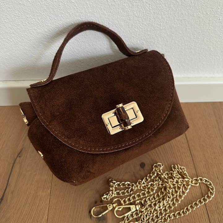 Zhade - Wholesale Crossbody Bag - Women's - SIERRA suede mini bag in genuine leather with chain strap3