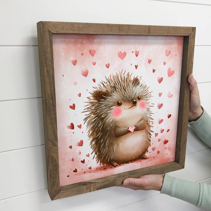 Hangout Home – wholesale Art print – Hedgehog Love Hearts - Cute Hedgehog Canvas Art - Framed Art2