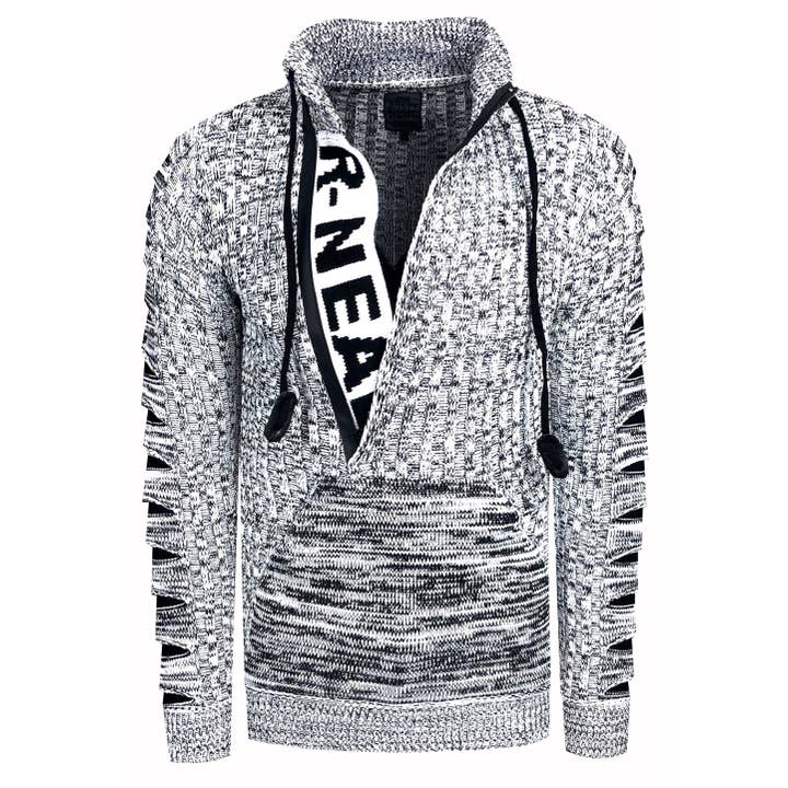 1/2 Zip Chunky Knit Stand-Up Collar Sweater 13328 for wholesale by Rusty Neal