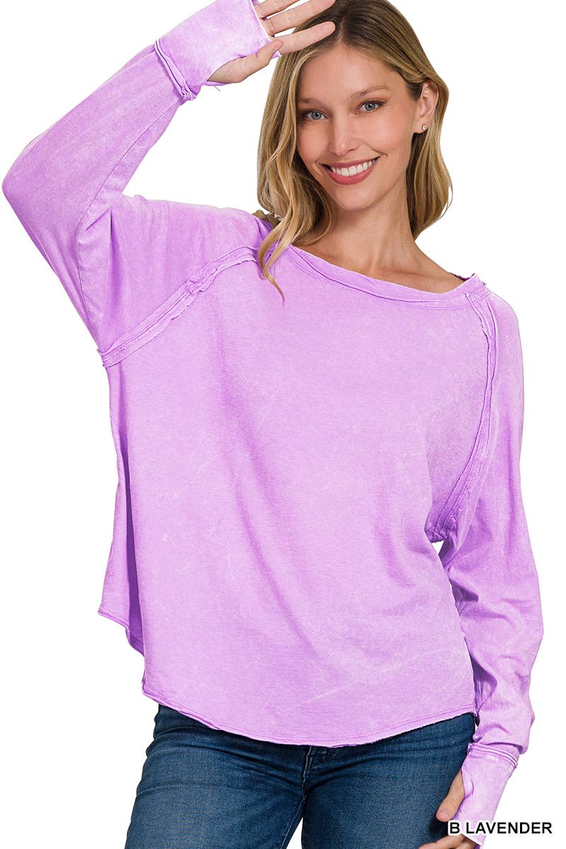 42POPS – wholesale T-shirt – women's – ',.Crinkle Washed Top With Thumb Hole Cuff11