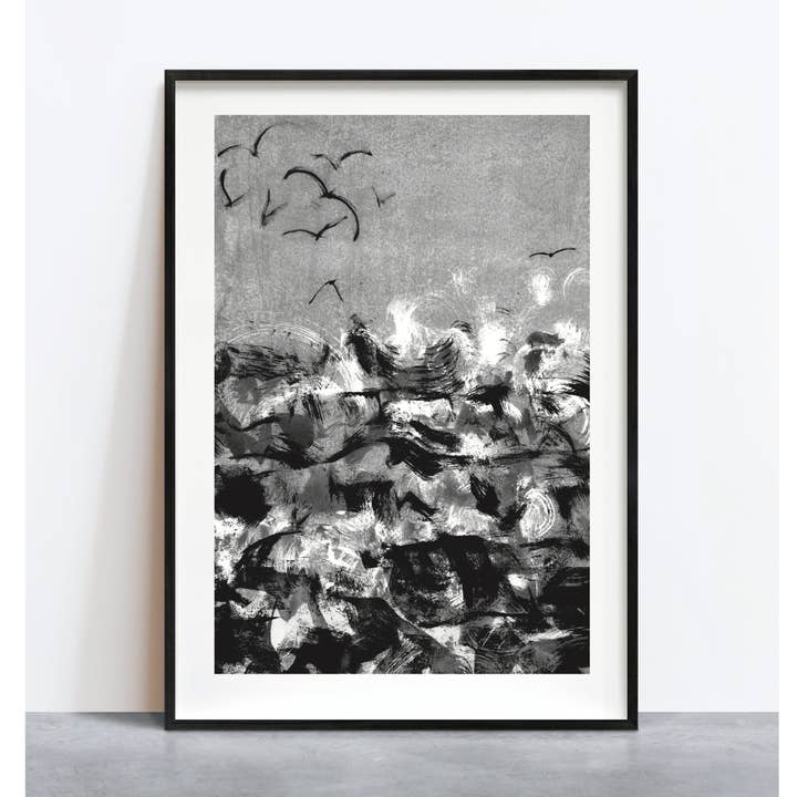 OCEAN BIRDS 2 - A3 Art Print for wholesale by Raw Mixture