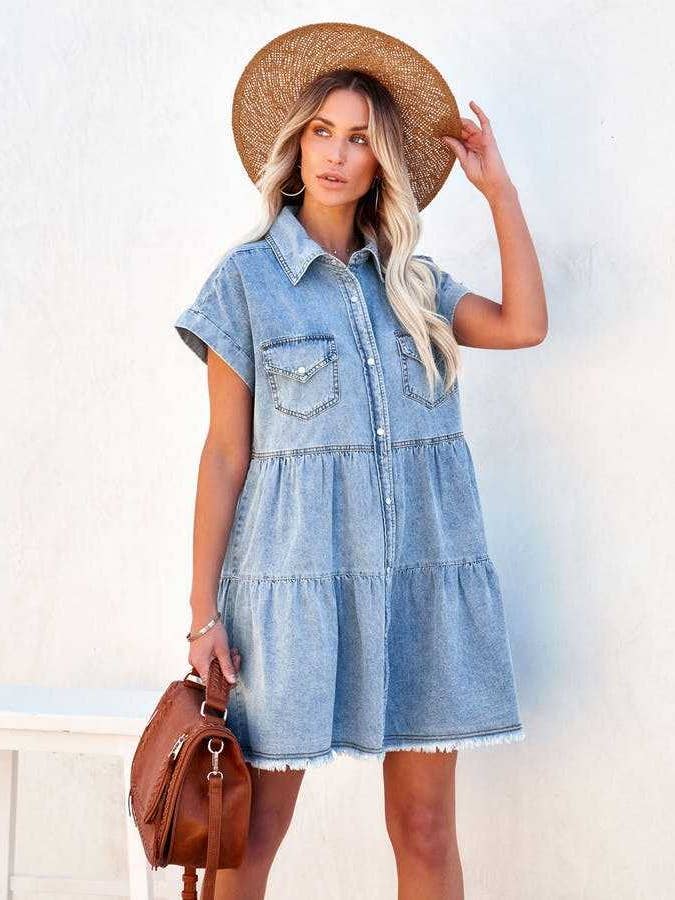 Casual denim overhemdjurk voor wholesale door Hope & Sunshine