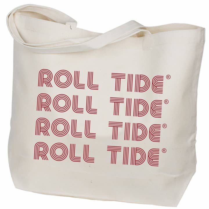 Alabama Roll Tide Canvas Tote Bag i Crimson - USA-tillverkad väska av Desden för wholesale av Desden