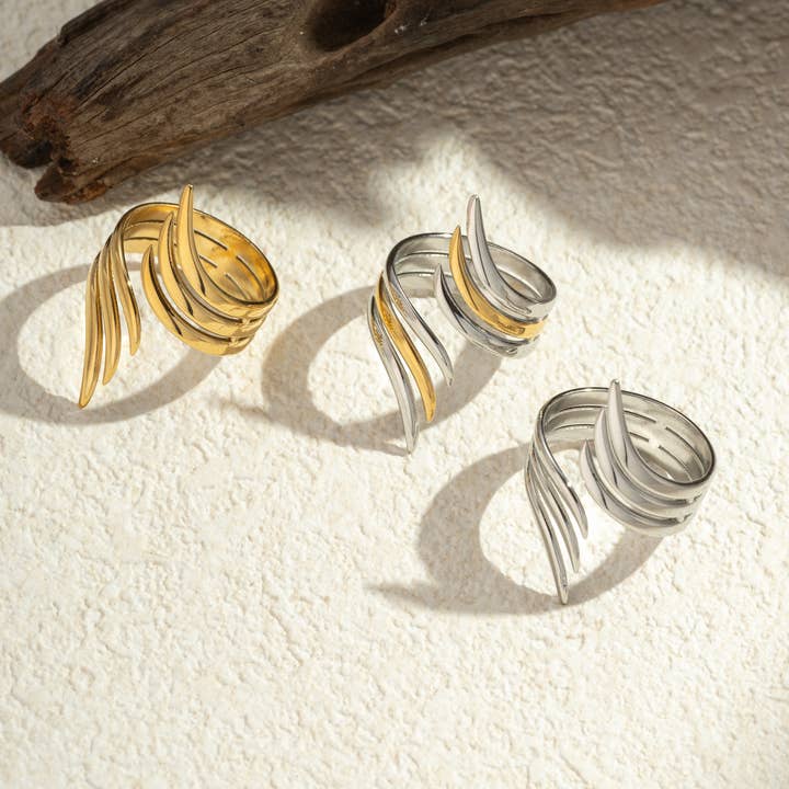 COSMOS - Wholesale Cocktail/Statement Ring - Adjustable stainless steel ring with geometric design3