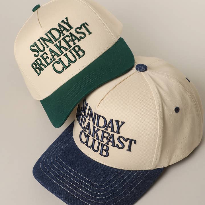 Fashion City - Wholesale Trucker Hat - Unisex - SUNDAY BREAKFAST 3D Letter Embroidered Two-Tone Trucker Hat9