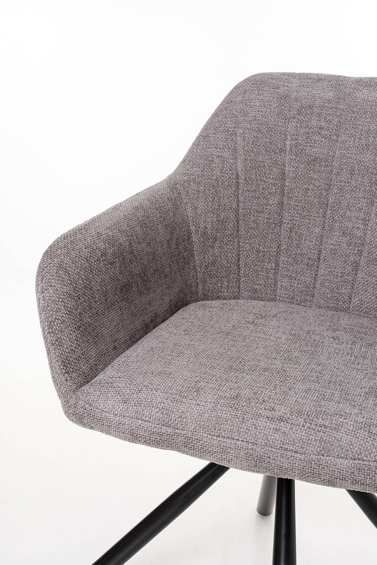 Gdeco - Wholesale Chair - Claire 360º swivel chair, gray upholstery, metal legs3
