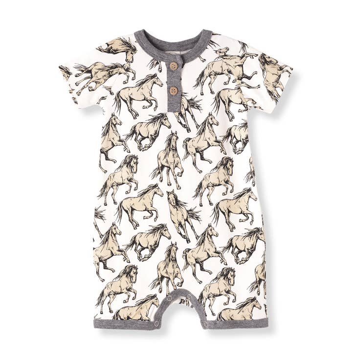 Tesa Babe - Wholesale Jumpsuit - Baby - Wild Horses Bamboo Short Romper