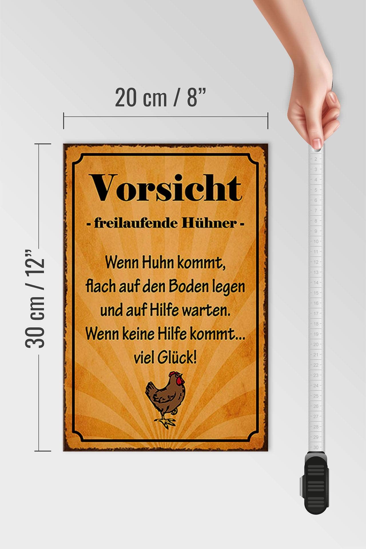 Femer – Großhandel Schilder – Holzschild Spruch 20x30 cm Vorsicht freilaufende Hühner Deko Schild wooden sign4