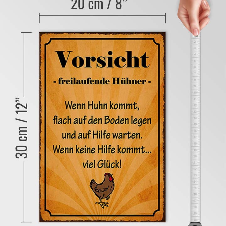 Femer – Großhandel Schilder – Holzschild Spruch 20x30 cm Vorsicht freilaufende Hühner Deko Schild wooden sign4