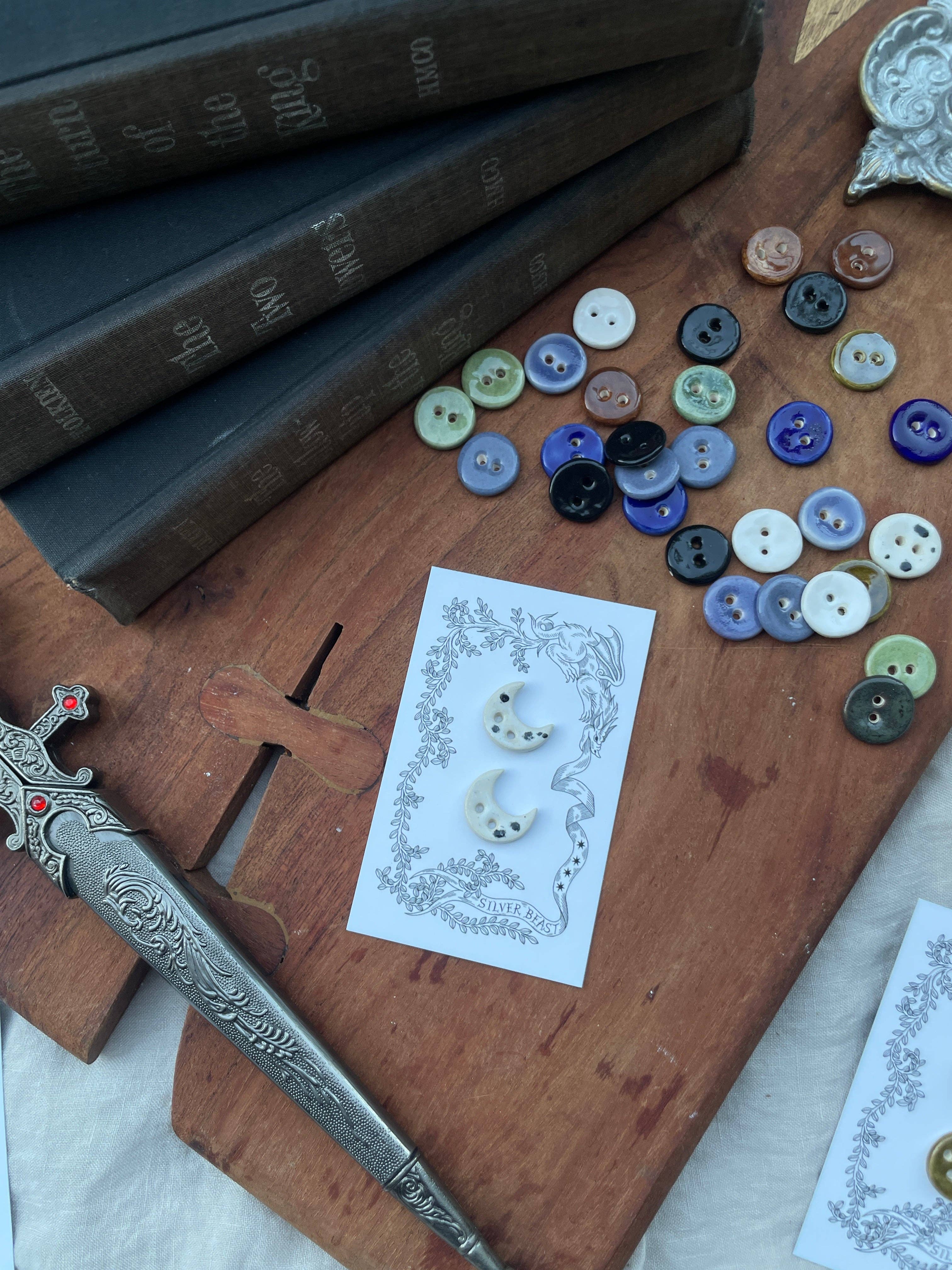 Silver Beast Studio - Wholesale Sewing Button/Snap - 18mm Moon Buttons (set of 2)0