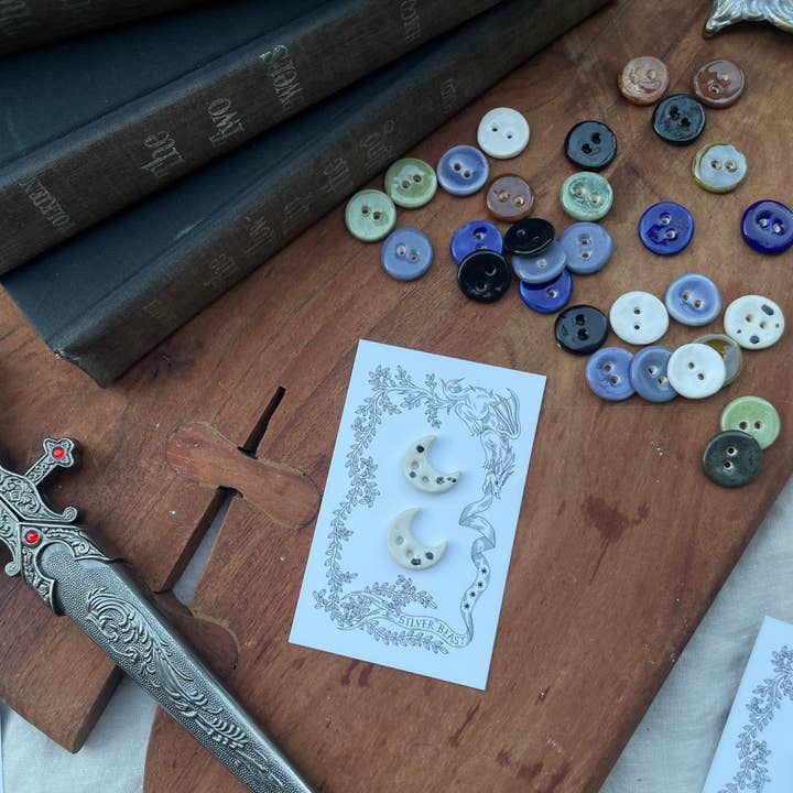 Silver Beast Studio - Wholesale Sewing Button/Snap - 18mm Moon Buttons (set of 2)