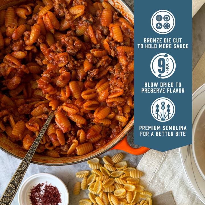 Sfoglini - Wholesale Pasta - Saffron Malloreddus, Organic Specialty Pasta