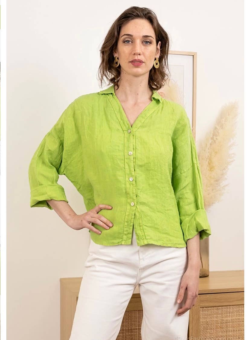 LINEN & COTTON HOUSE - Vente Chemise à col boutonné – femme - CHEMISE EN LIN. 48902 NINA51