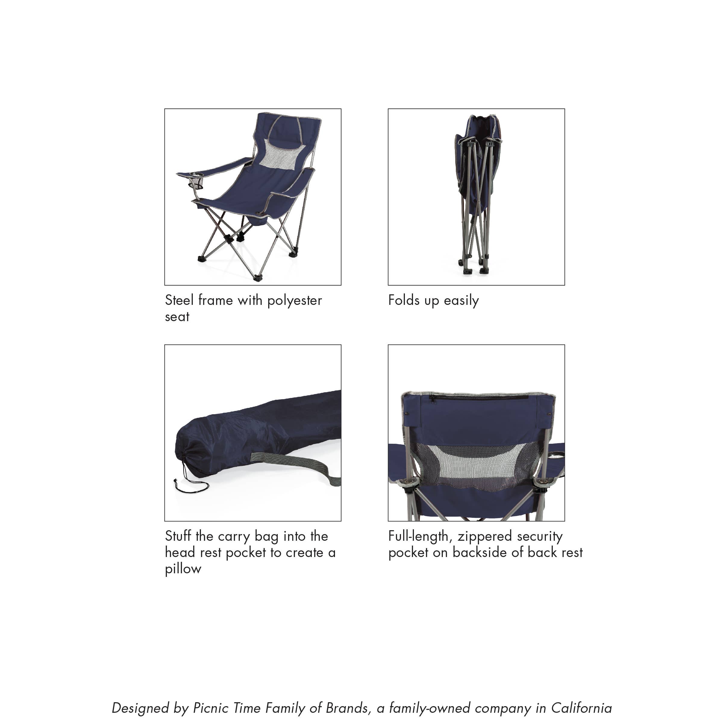 Black with Gray Accents Ole Miss Rebels Campsite Camp Chair for wholesale on Faire1