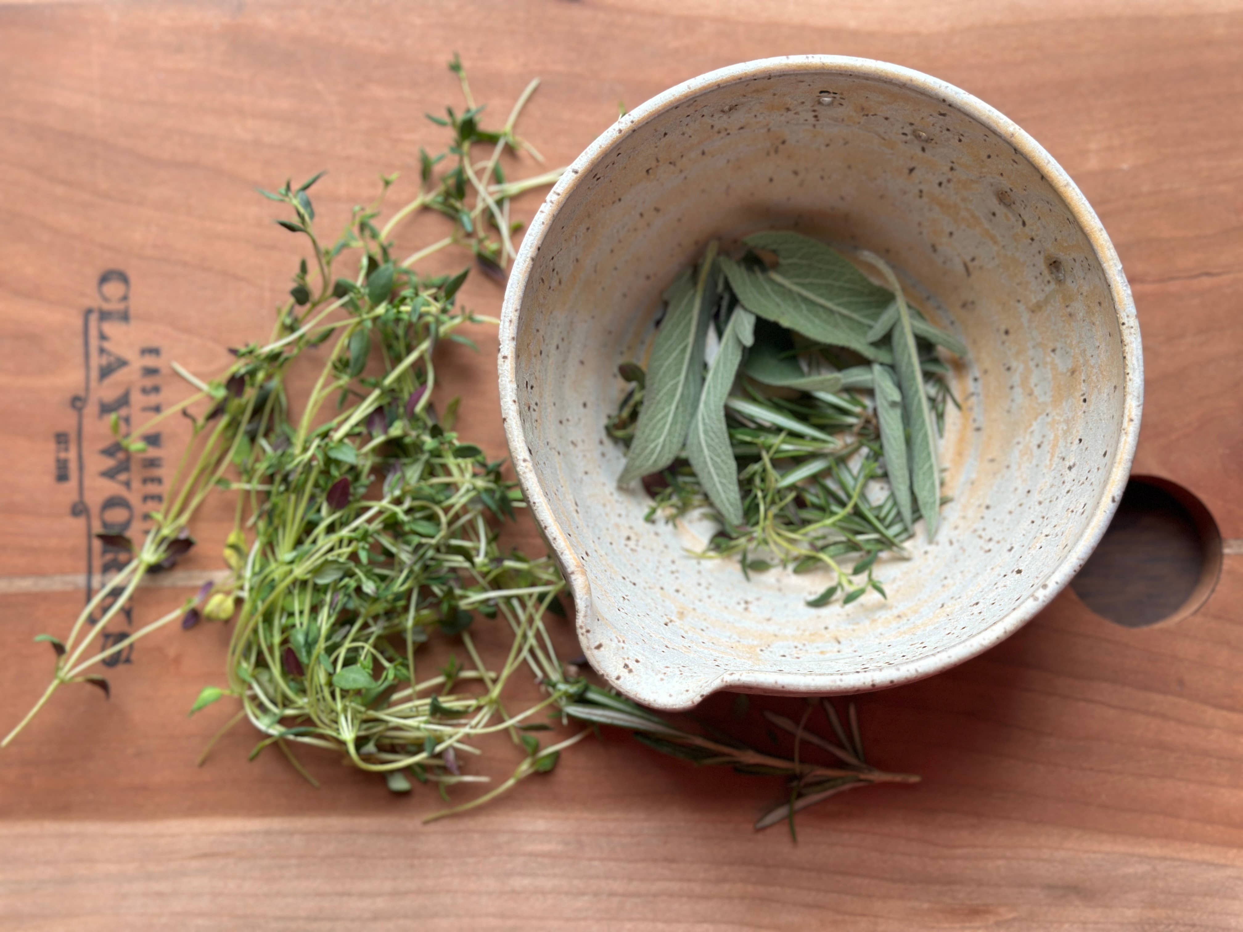 East Wheeling Clayworks - Wholesale Mortar & Pestle - Handmade Stoneware Herb Stripper Bowl 1