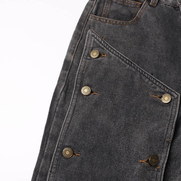 Grigio Jeans invecchiati a vita alta alla moda JP015Y - Stile retrò in vendita all'ingrosso su Faire13