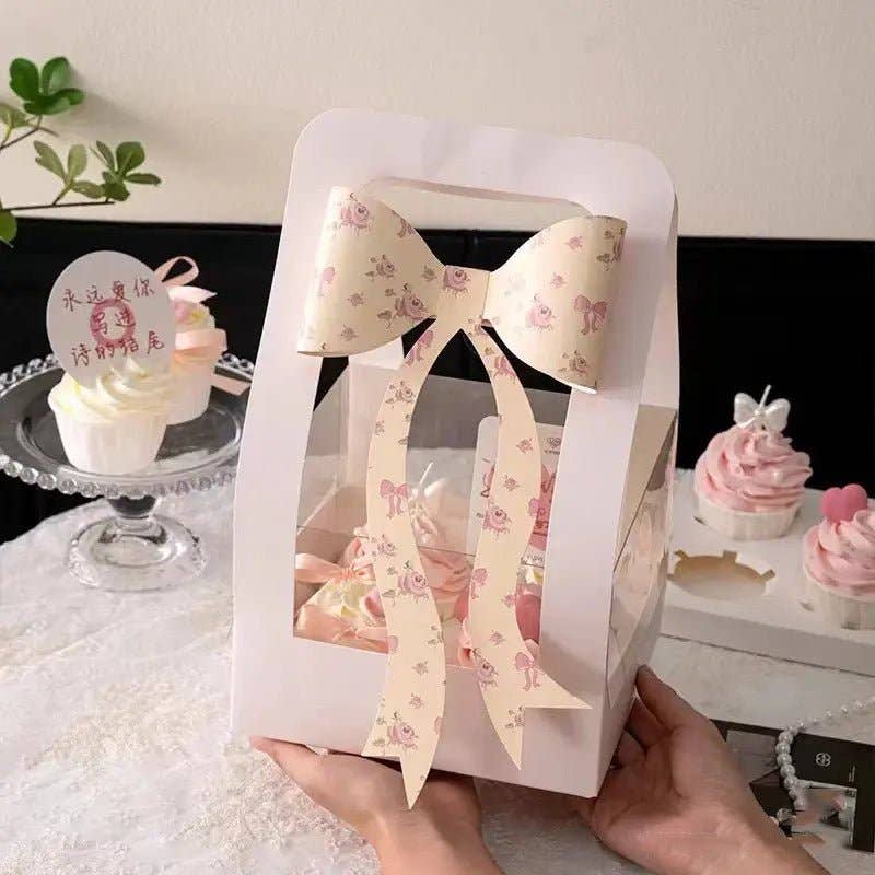 Elegant Design Supply - Wholesale Gift Box - Cute Cupcake Box with Handle and Ribbon (5 pcs/set)0