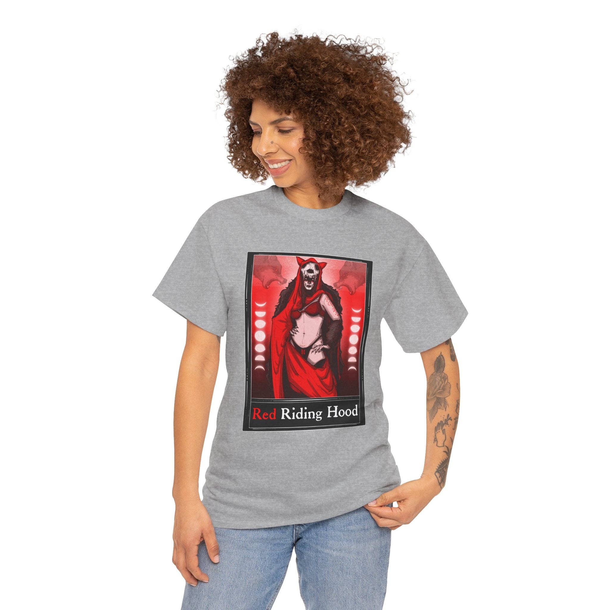 LVB Art - Wholesale T-Shirt (Graphic) - Unisex - Red Riding Hood Tarot  (Front & Back Print) Unisex Heavy Cotton Tee31
