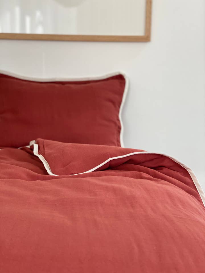 NINA Single påslakan Set/Terracotta/Ecru för wholesale av bihan