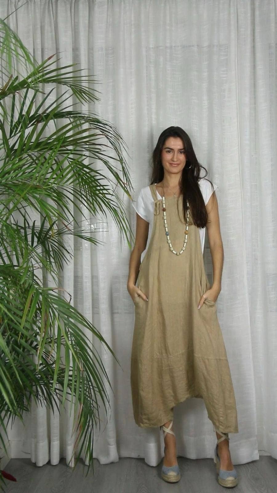 Linen & More - Vente Combinaison – femme - Référence 4317 robe salopette 100 % lin couleur cacao10