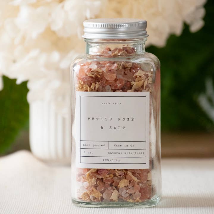 Petite Rose Petal Bath Salt for wholesale by Andaluca